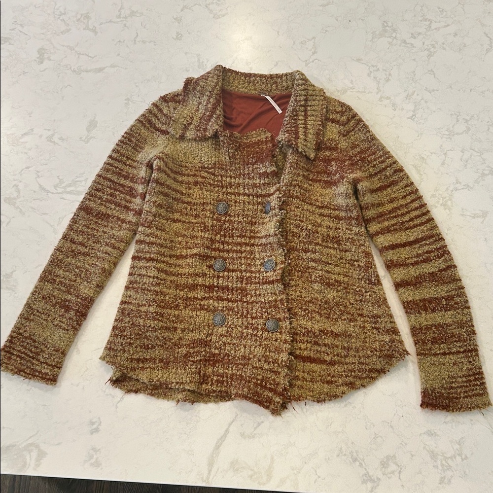 FREE PEOPLE Zebra Yarn Button Down Wool Jacket Coat - Picture 6 of 16